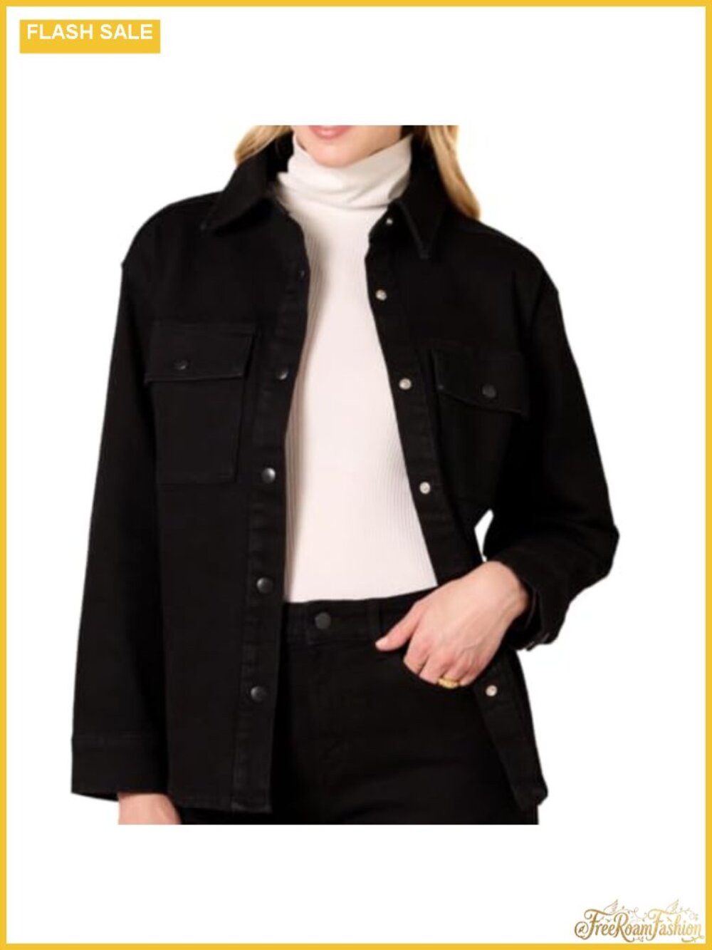 Oversized Heavyweight Denim Shirt Jacket Relaxed Fit Cotton Blend